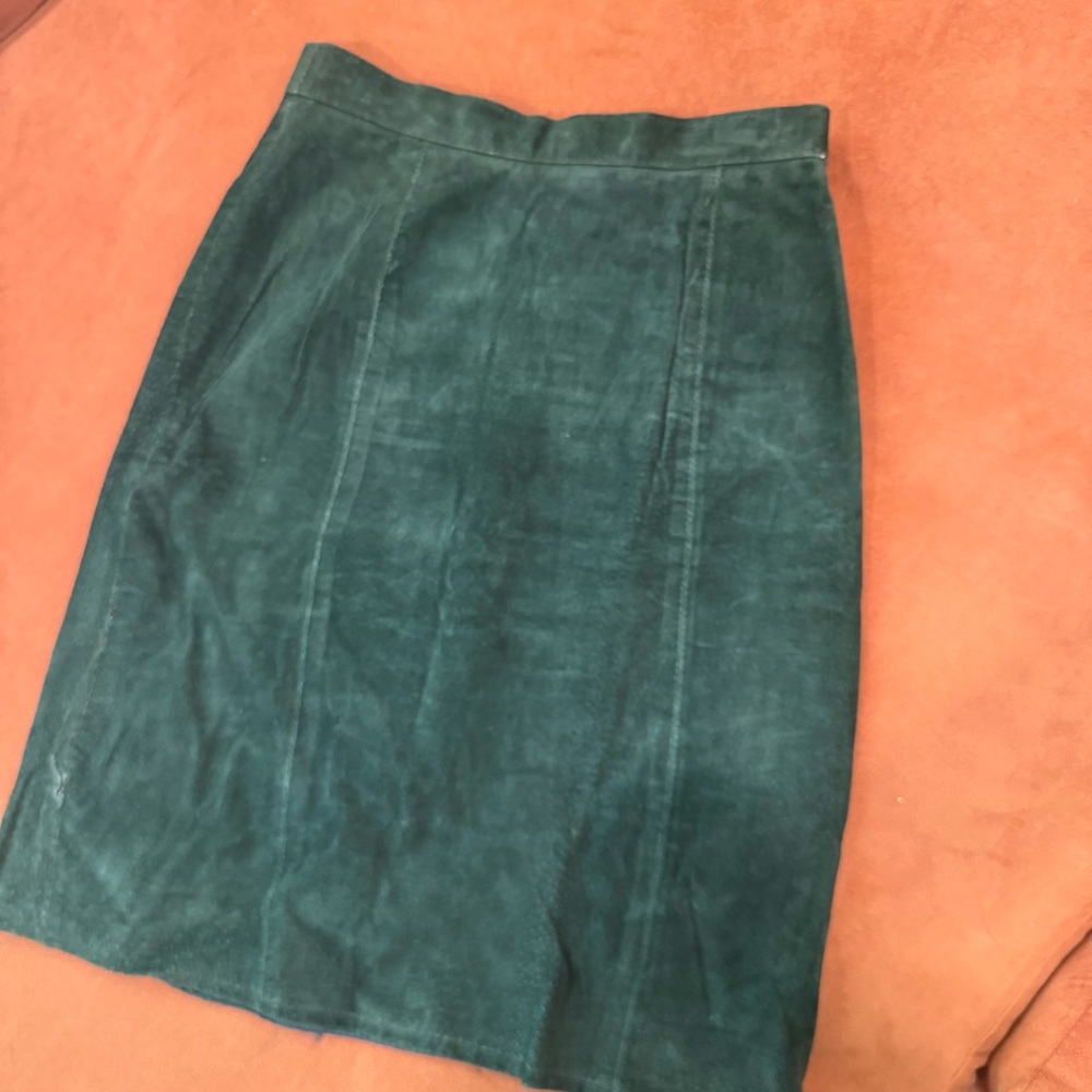 Vintage 70s Green Suede Skirt